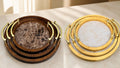 Premium Wooden Serving Tray Set (3 Pcs) – Marble Design Decorative Tea, Coffee & Serving Tray Set