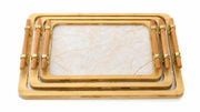 Premium Wooden Serving Tray Set (3 Pcs) – Marble Design Decorative Tea, Coffee & Serving Tray Set