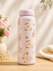 Vintage Floral Stainless Steel Vacuum Flask Bottle – Leakproof Insulated Hot & Cold Water Bottle for Travel & Office