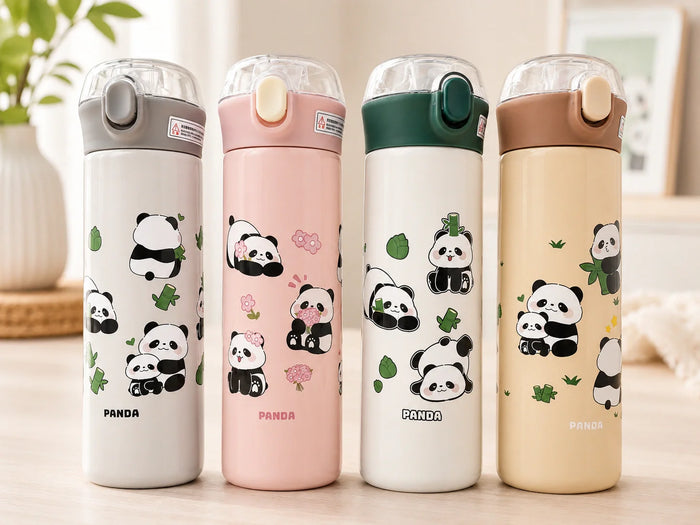 Cute panda kids vacuum flask water bottle 500ml – KT Nest