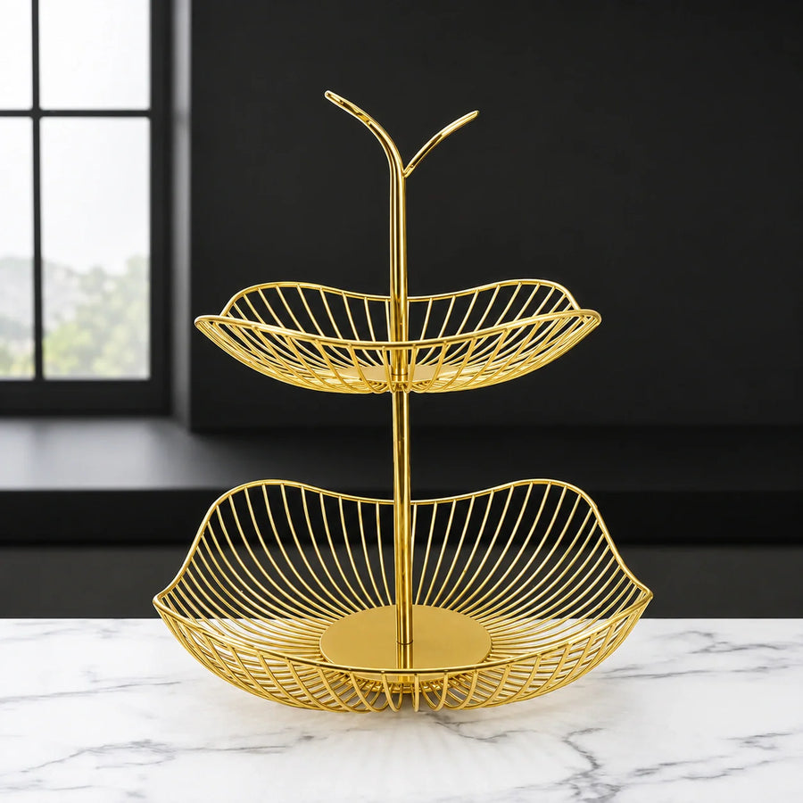 Golden Fruit Basket – Premium Metal Fruit & Snack Organizer