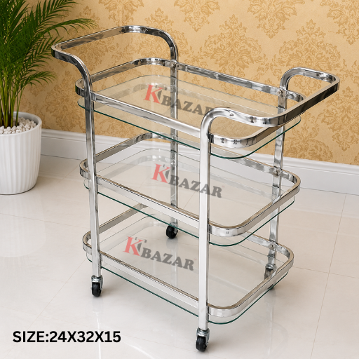 Tea Trolley – 3 Shelves, Two Handles