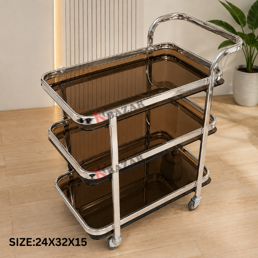 Tea Trolley – 3 Shelves, One Handle