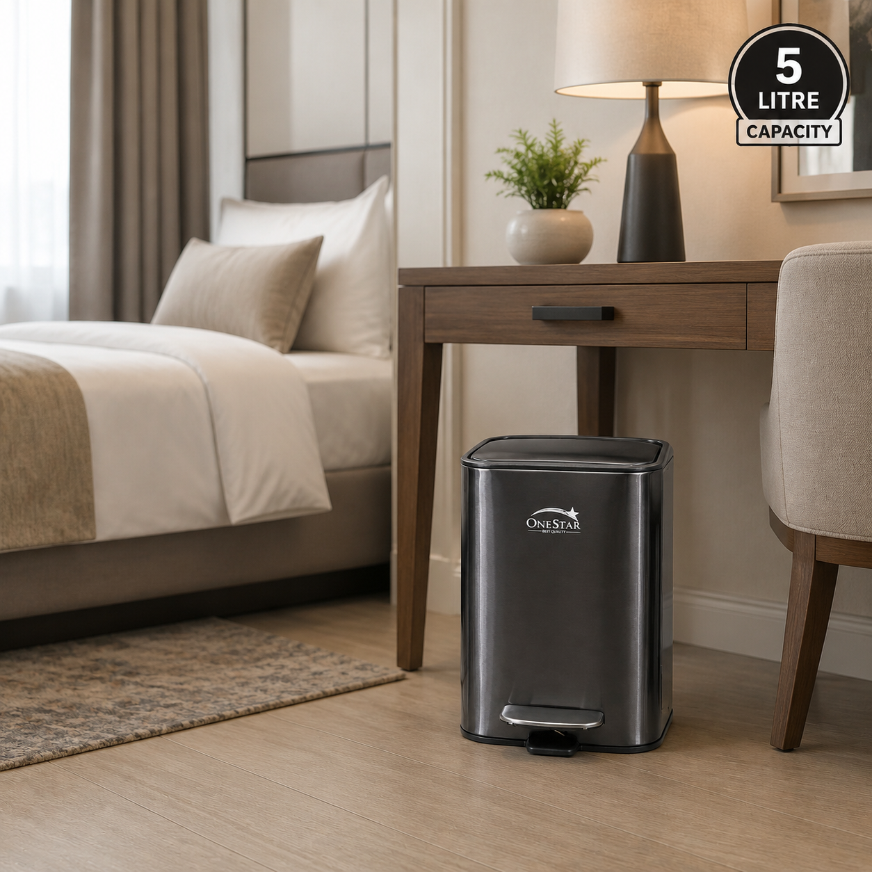 Guard Square Stainless Steel Pedal Bin 3, 5 Litre