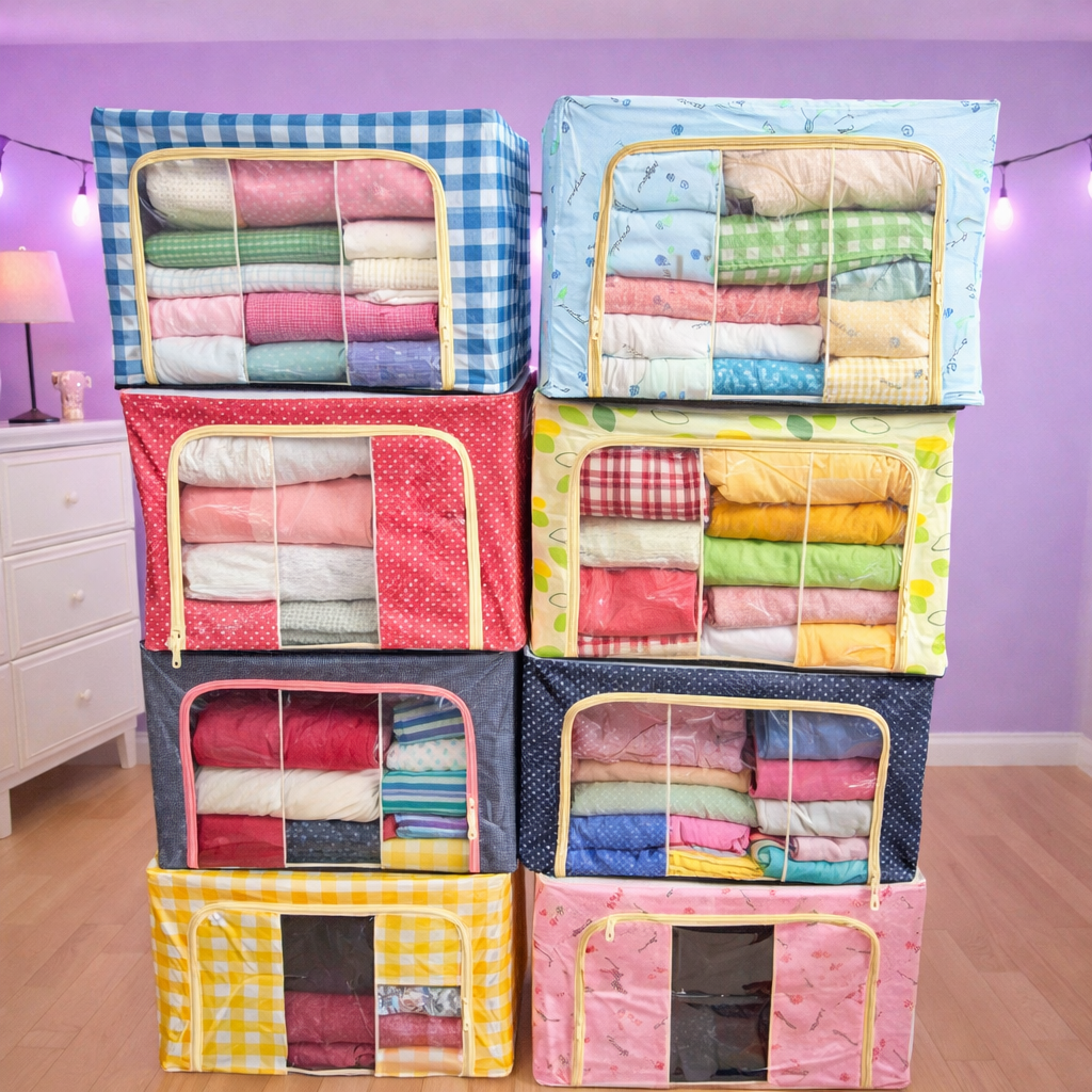 Large Foldable Fabric Storage Box with Zipper