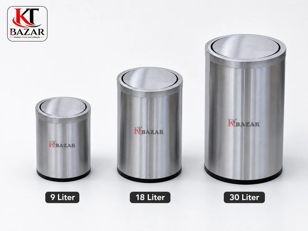 Premium stainless steel swing dustbin 9L 18L 30L – KT Bazar