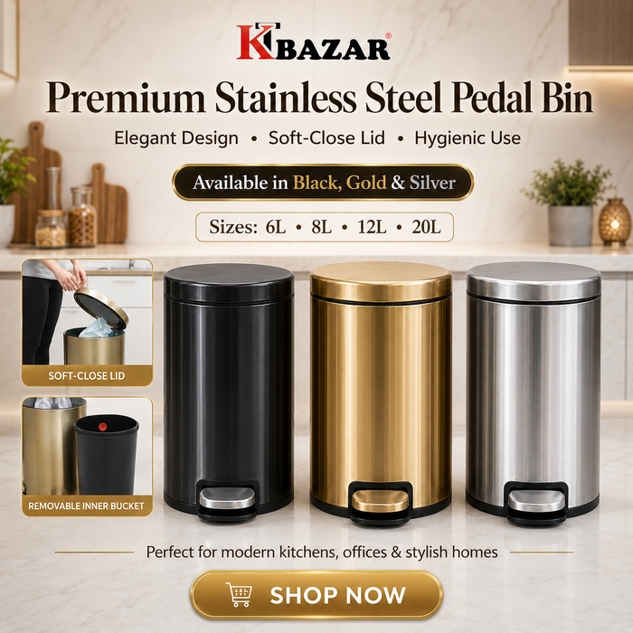 Stainless steel hydraulic pedal dustbin 6L to 20L – KT Nest