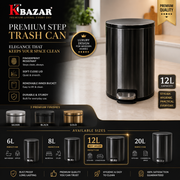 Stainless steel hydraulic pedal dustbin 6L to 20L – KT Bazar