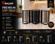 Stainless steel hydraulic pedal dustbin 6L to 20L – KT Bazar