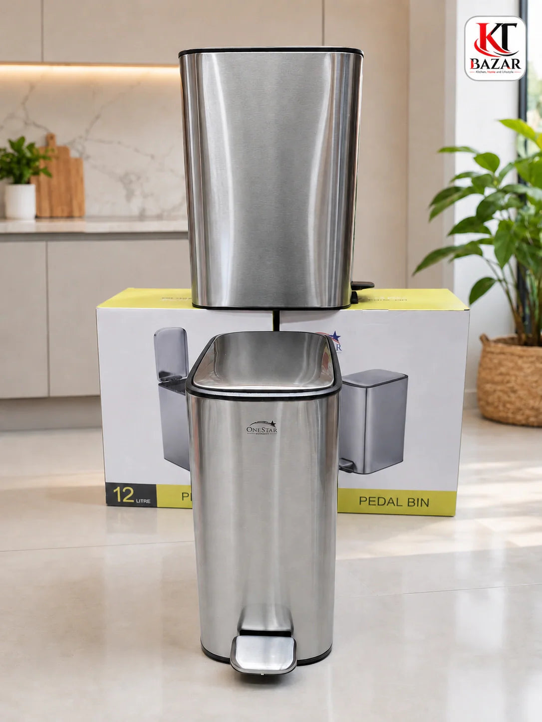 Oval/Rectangular Stainless Steel Pedal Bin – 12L