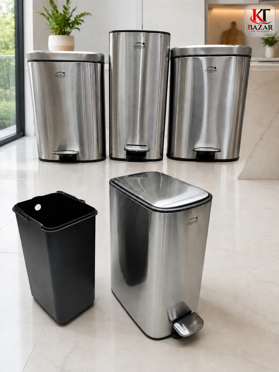 Oval/Rectangular Stainless Steel Pedal Bin – 12L