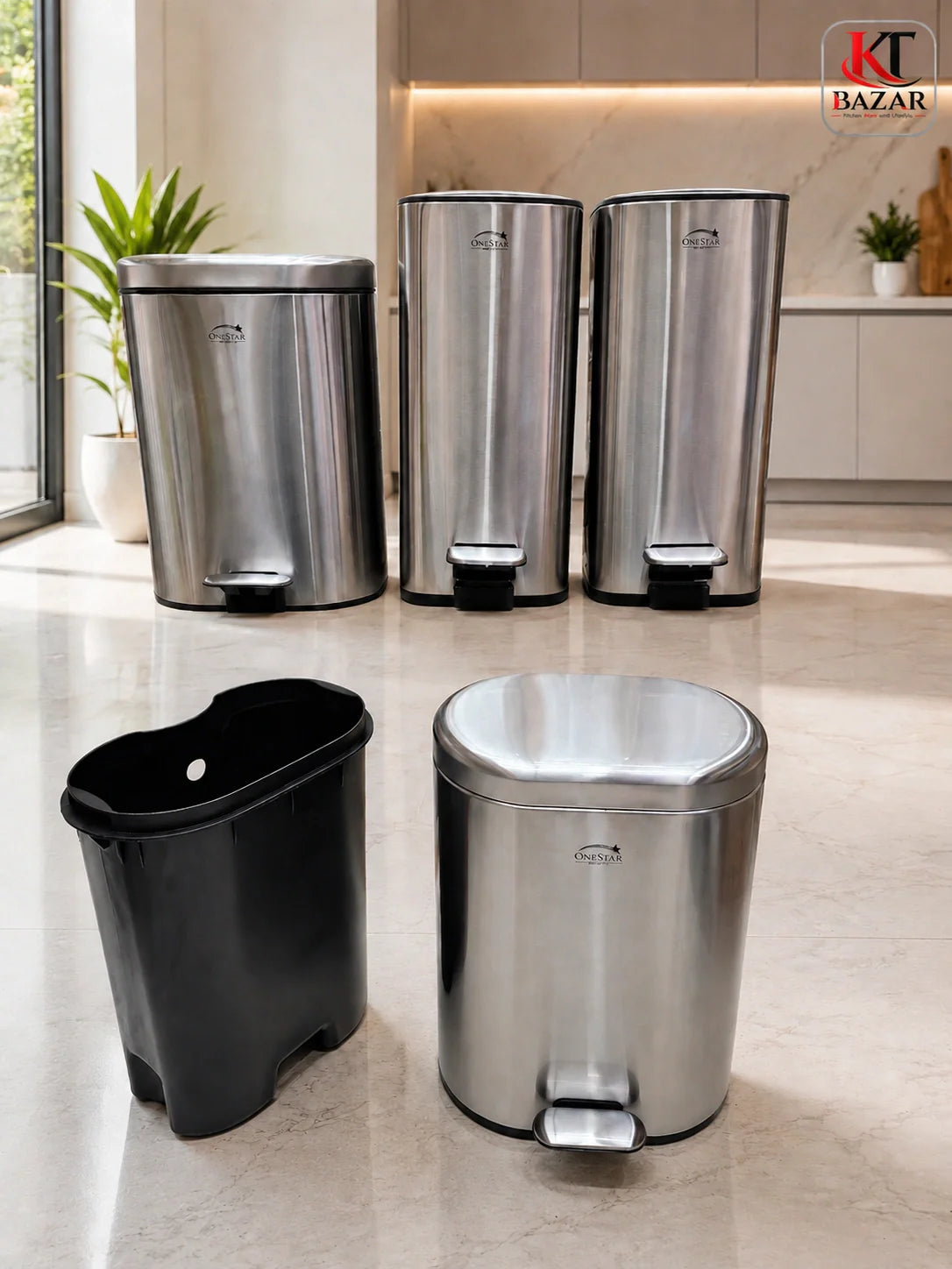 Oval/Rectangular Stainless Steel Pedal Bin – 12L