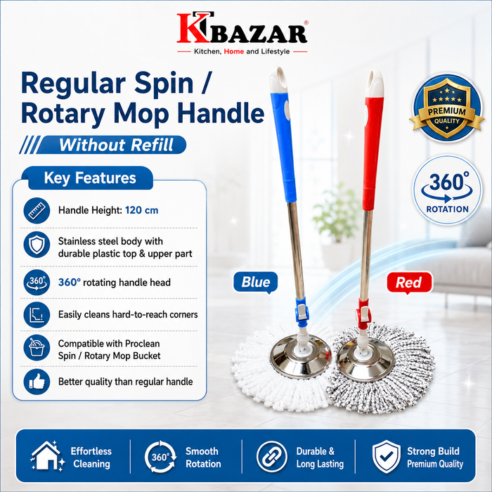 Spin mop handle with steel plate – KT Nest