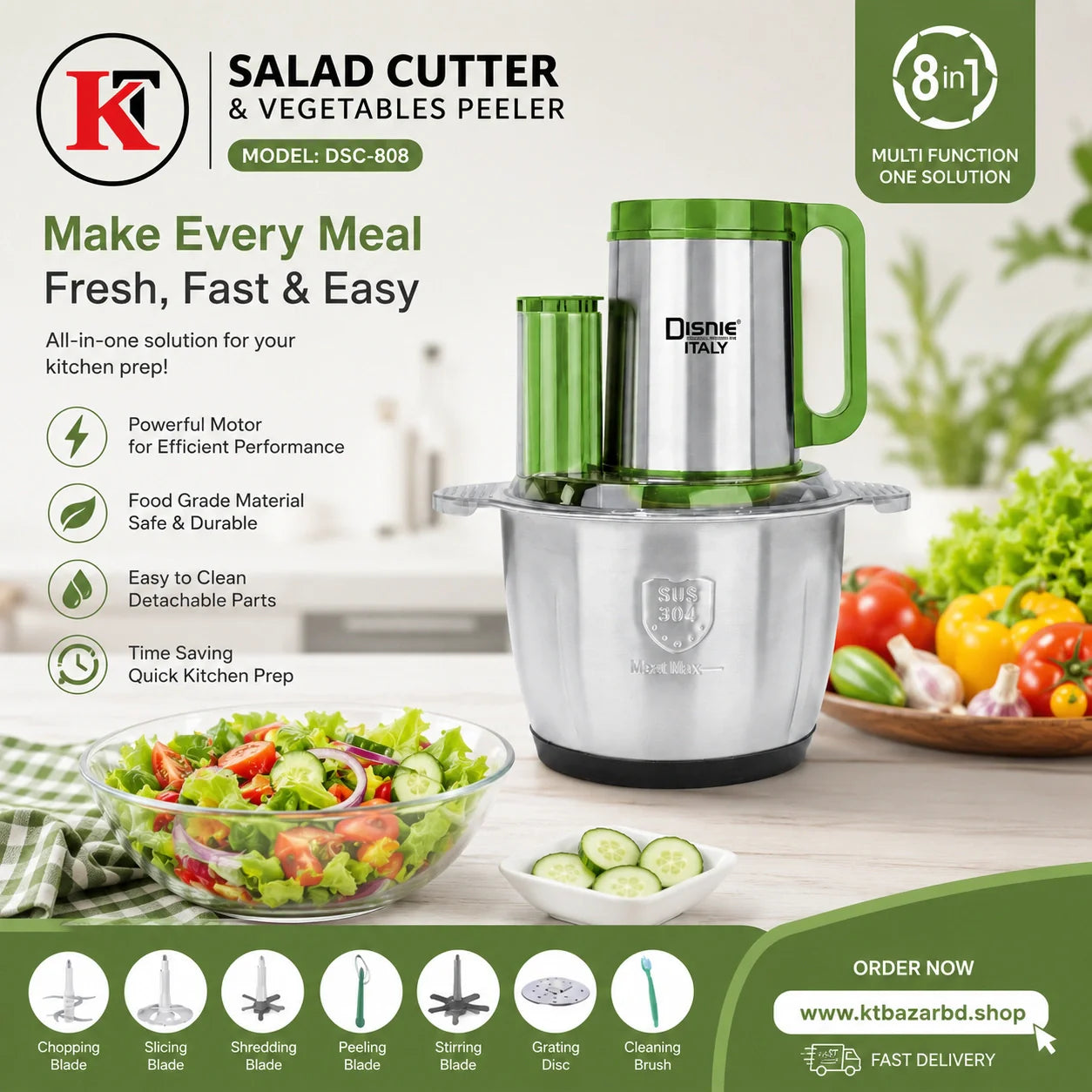 Disnie DSC-808 eight in one salad cutter and chopper – KT Nest