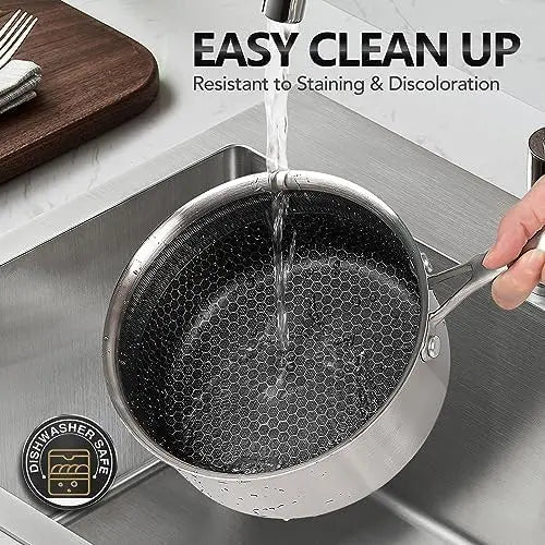Honeycomb Stainless Steel Milk Pan with Glass Lid