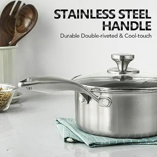 Honeycomb Stainless Steel Milk Pan with Glass Lid