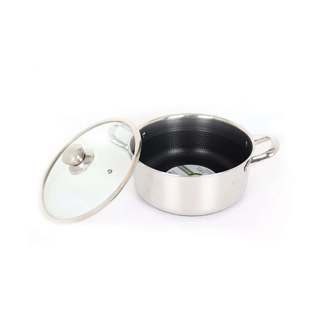 Honeycomb Stainless Steel Casserole with Glass Lid