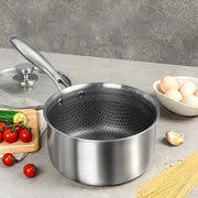Honeycomb Stainless Steel Milk Pan with Glass Lid