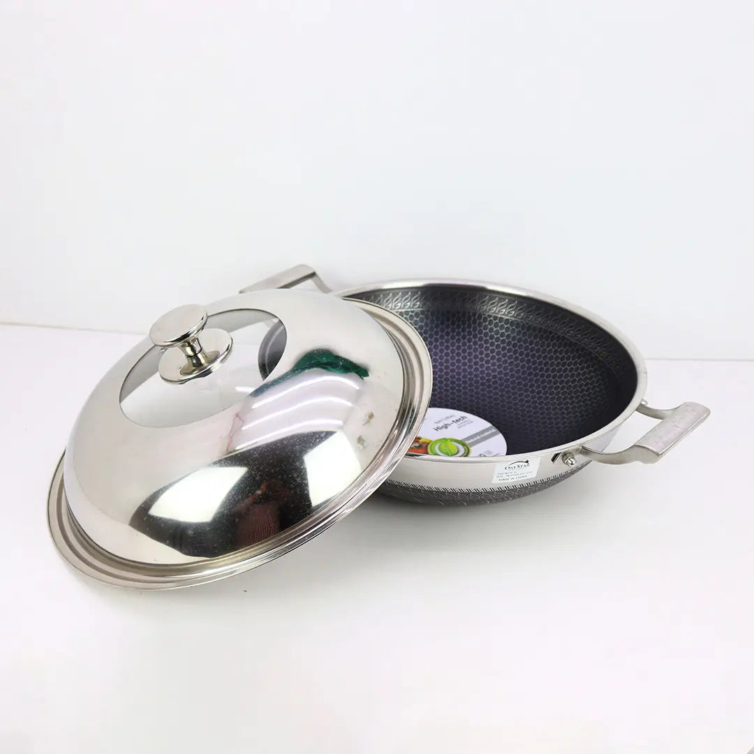 Honeycomb Stainless Steel Karai with Lid