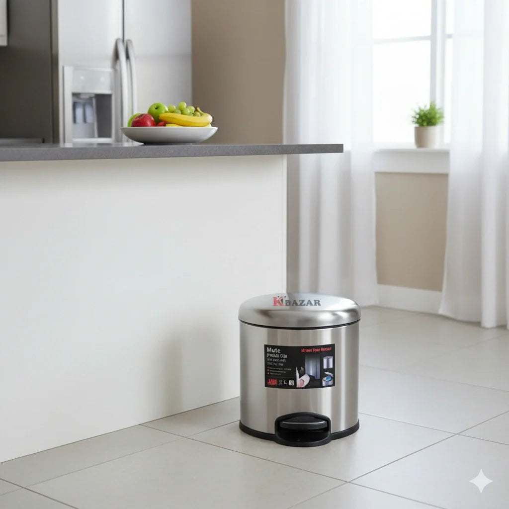 Round hydraulic stainless steel pedal dustbin – KT Nest
