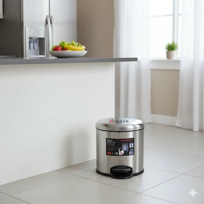 Round hydraulic stainless steel pedal dustbin – KT Nest