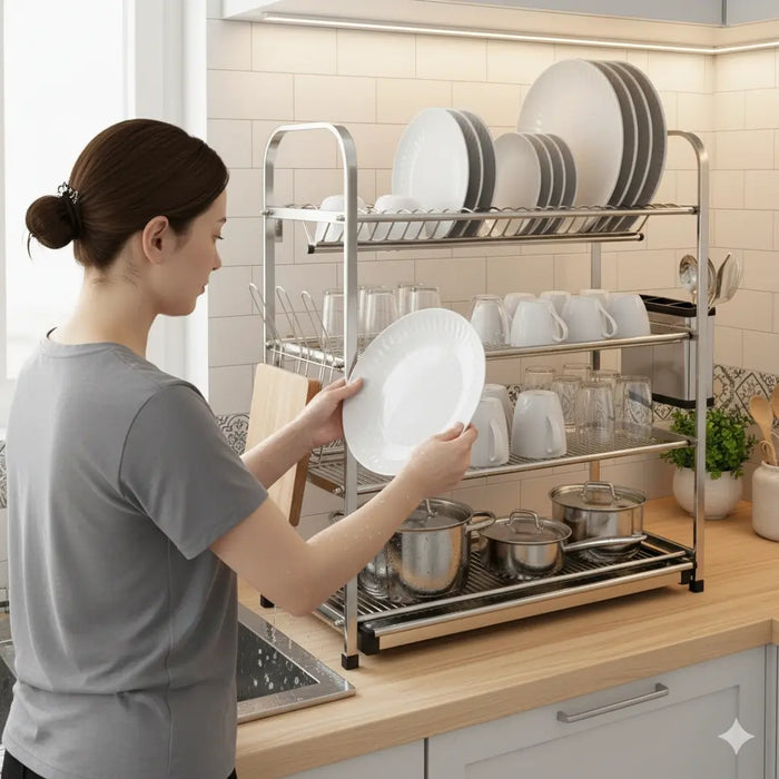 SKB stainless steel dish drying rack three and four tier – KT Nest