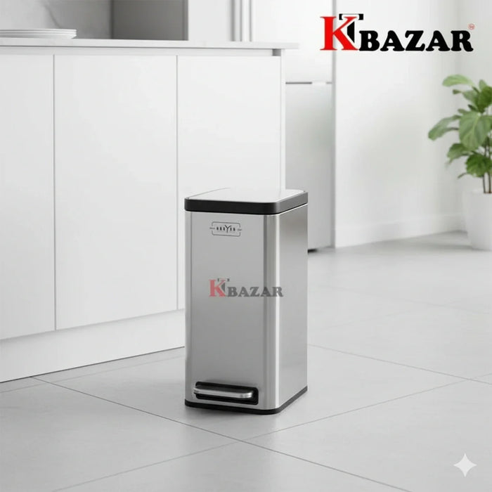 Soft-close hydraulic stainless steel dustbin 15L – KT Nest