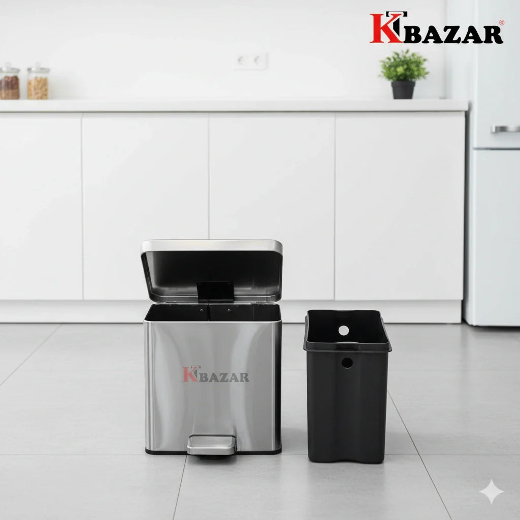 Stainless steel square hydraulic dustbin 6 litre – KT Bazar