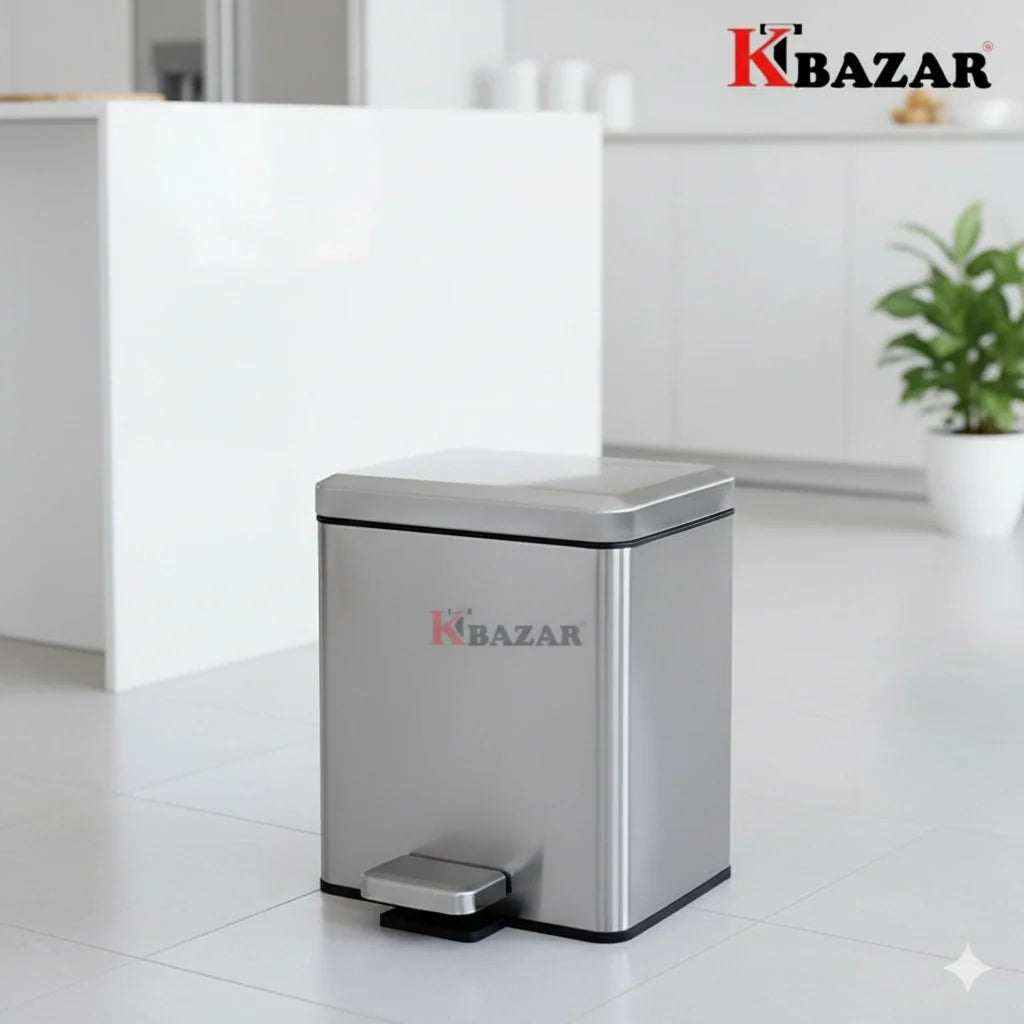 Stainless steel square hydraulic dustbin 6 litre – KT Bazar