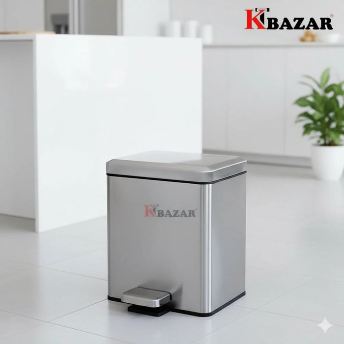 Square stainless steel hydraulic dustbin 6L – KT Nest