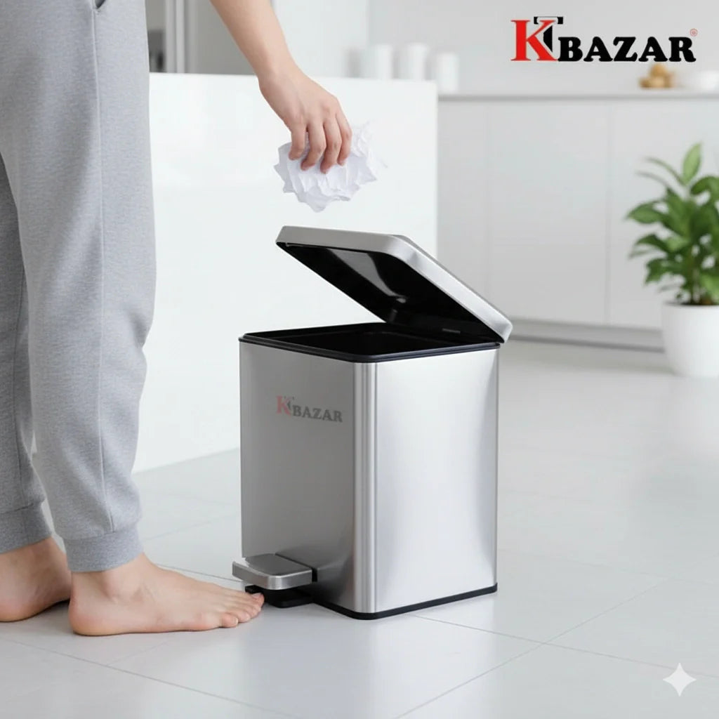 Stainless steel square hydraulic dustbin 6 litre – KT Bazar