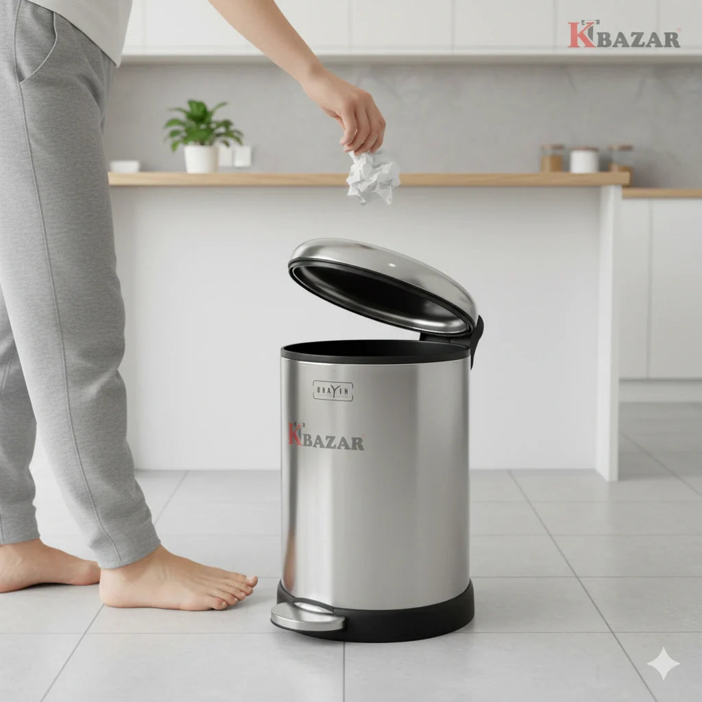 High-quality Stainless Steel Hydraulic Dustbin 20 Litre Round