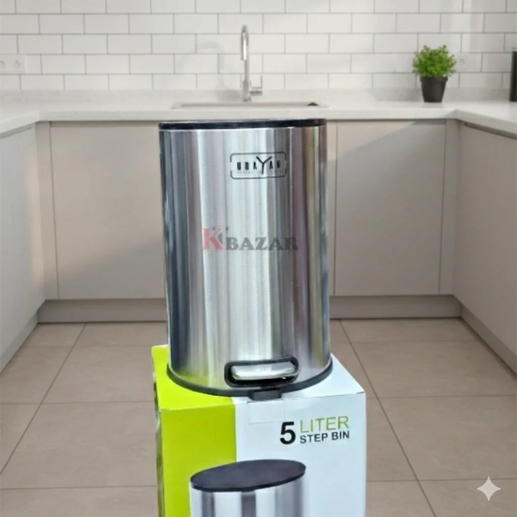 Round Stainless Steel Dustbin – 5L/8L