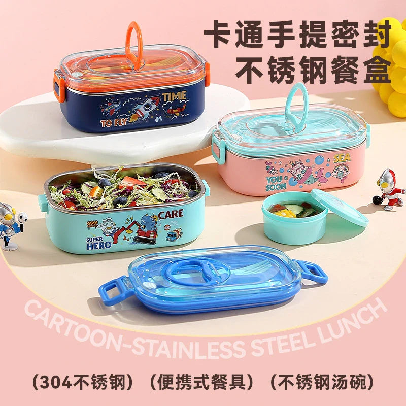 Kids stainless steel cartoon lunch box – KT Bazar