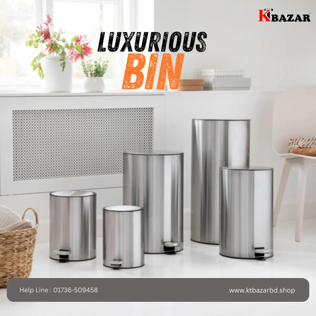 Stainless steel round pedal bin for home office kitchen – KT Bazar