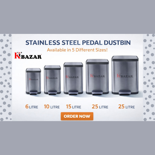 Hydraulic Stainless Steel Dustbin – 6L to 35L