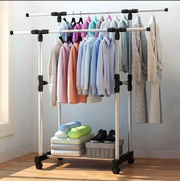 Indoor heavy duty double layer cloth rack – KT Nest