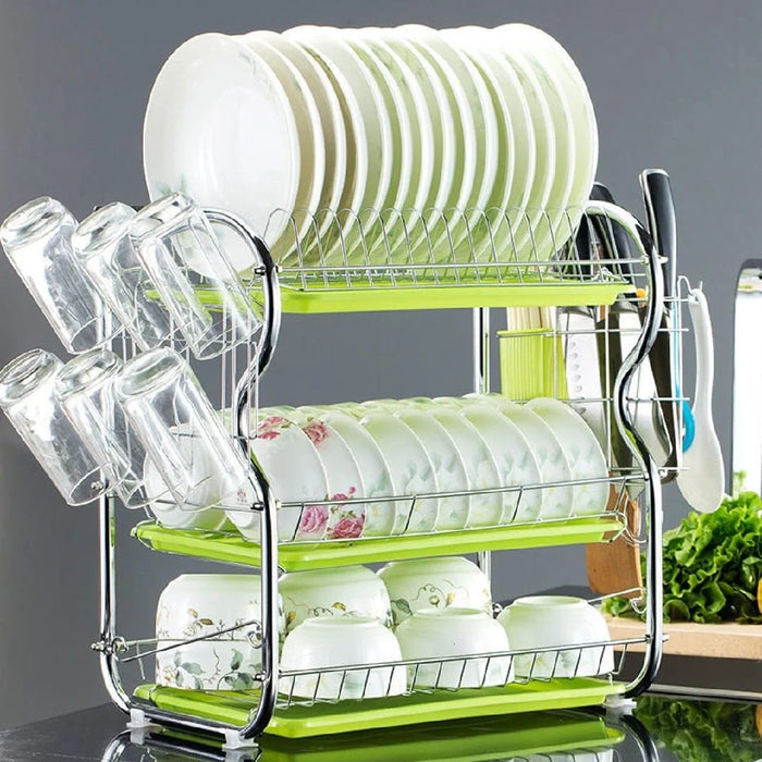 Three tier stainless steel dish rack and utensil holder – KT Nest
