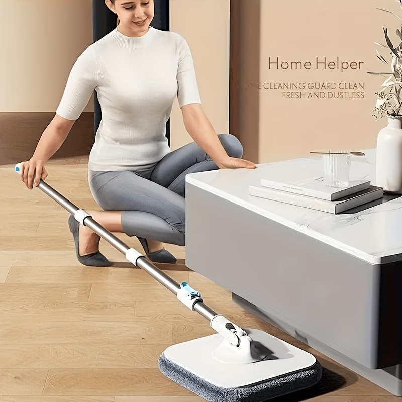 Premium Spin Mop & Bucket Set with Extended Mop Pole – 2 Washable Microfiber Mop Pads for Home, Kitchen & Bathroom