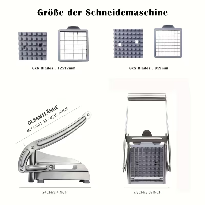 Stainless Steel Vegetable & French Fry Cutter – Potato Slicer, Onion Chopper & Multi-Purpose Food Chopper