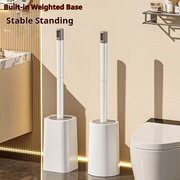 Long Handle Toilet Brush with Stand – Wall-Mounted Hard Bristle No-Corner Bathroom Cleaning Brush