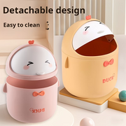 Cute Cartoon Duck Mini Desktop Trash Can – Flip Lid Waste Bin with Detachable Inner Bucket for Desk, Bedroom, Office & Car