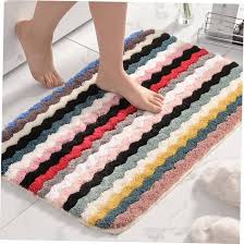 Multicolor Stripe Soft Floor Mat | Soft Fluffy Bedroom Bathroom Mat