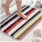 Multicolor Stripe Soft Floor Mat | Soft Fluffy Bedroom Bathroom Mat