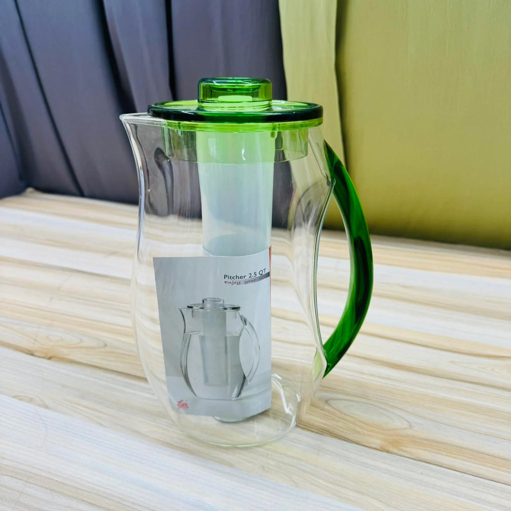 2 Liter Acrylic Fiber Water Jug with Ice Tube – Premium Clear Juice & Water Pitcher