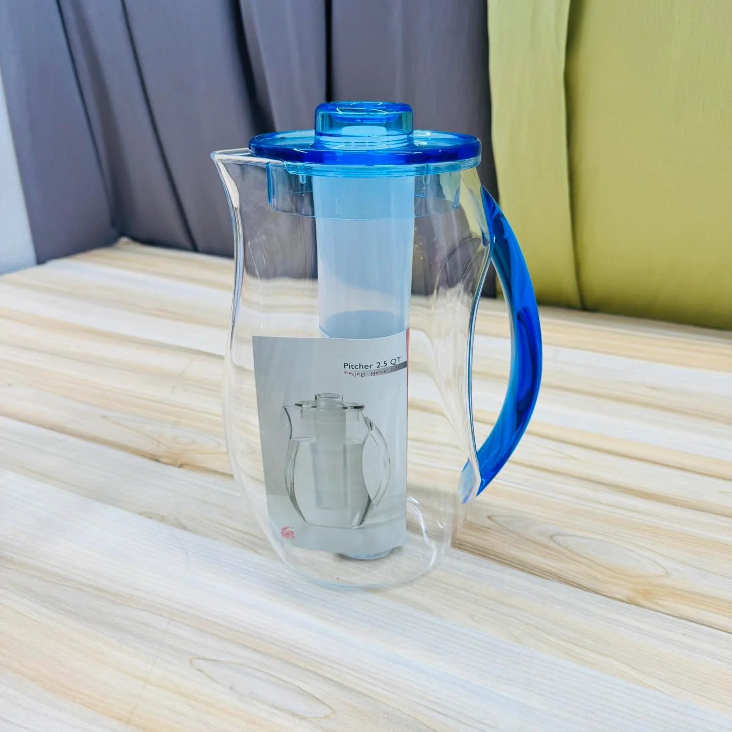 2 Liter Acrylic Fiber Water Jug with Ice Tube – Premium Clear Juice & Water Pitcher
