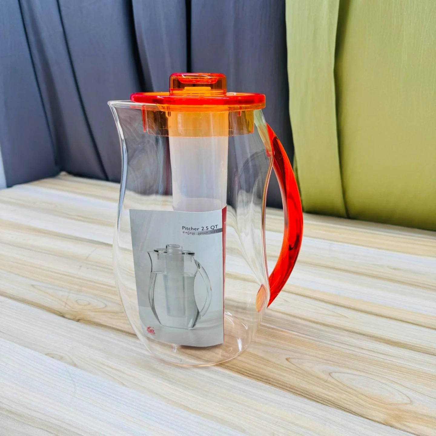 2 Liter Acrylic Fiber Water Jug with Ice Tube – Premium Clear Juice & Water Pitcher