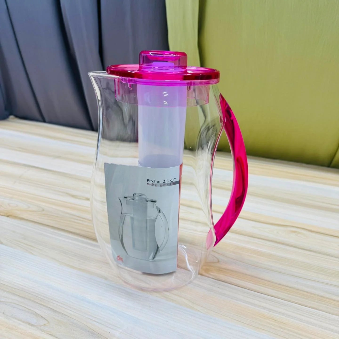 2 Liter Acrylic Fiber Water Jug with Ice Tube – Premium Clear Juice & Water Pitcher