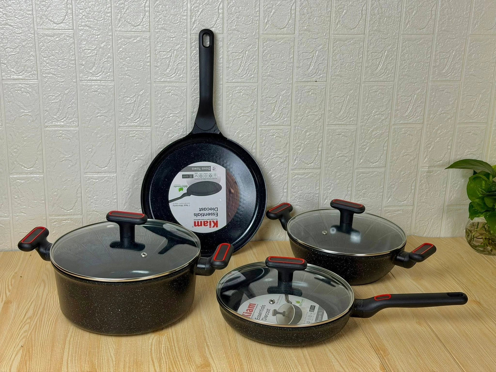 Kiam Essentials Diecast 7 Pieces Non-Stick Cookware Set – Induction Compatible Premium Kitchen Cooking Set