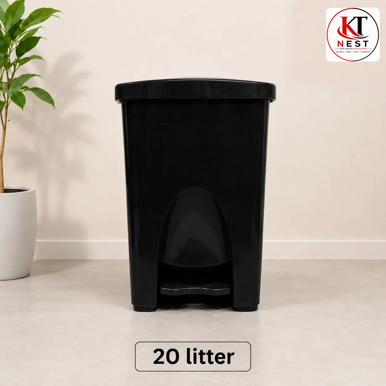 20 liter black plastic pedal dustbin – KT Nest